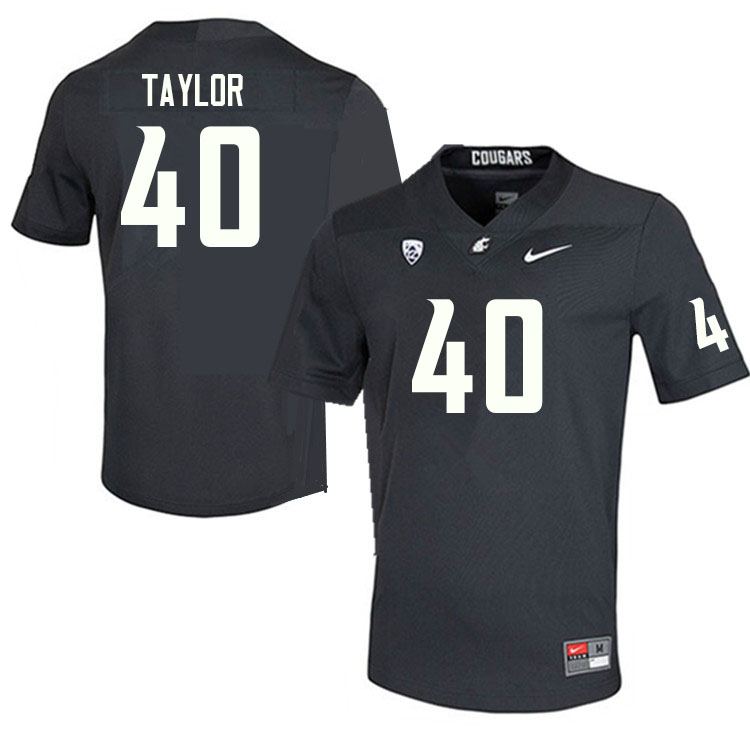 Men #40 Joseph Taylor Washington State Cougars College Football Jerseys Sale-Charcoal